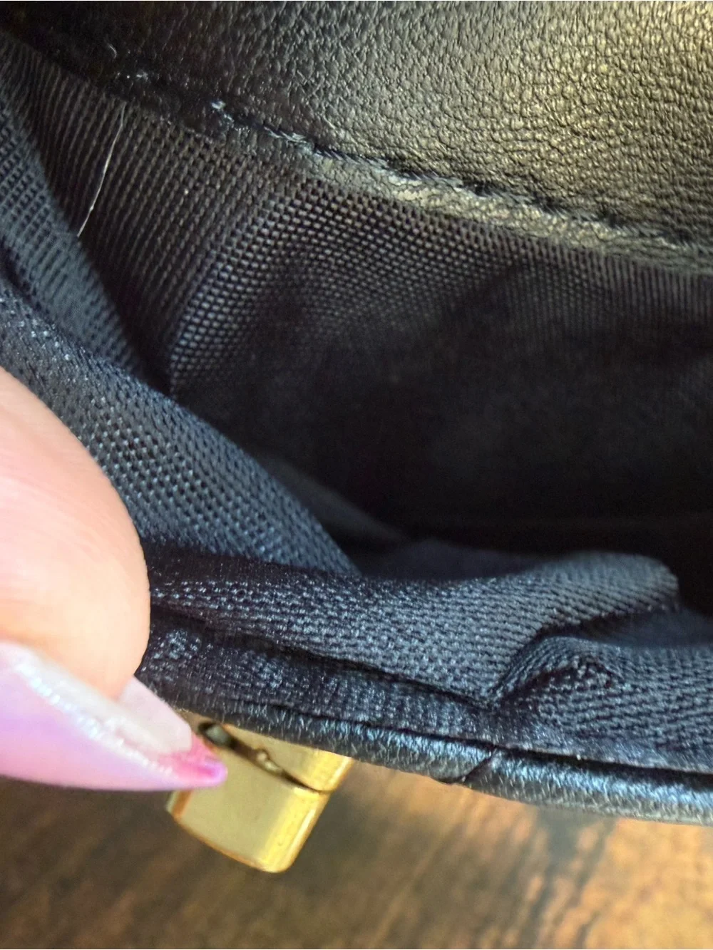 Quilted Black Crossbody Bag with Gold Turn-Lock - Picture 4 of 7